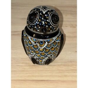 Vintage Hand‎ Painted Lidded Owl Trinket Box